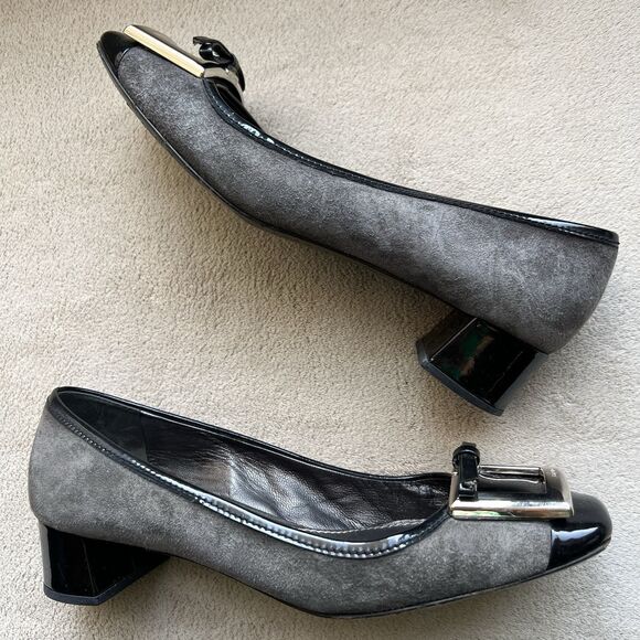 The Original Car Shoe by Prada Gray Suede Low Heels Women's EU 36 US 6 Buckle - Picture 1 of 16